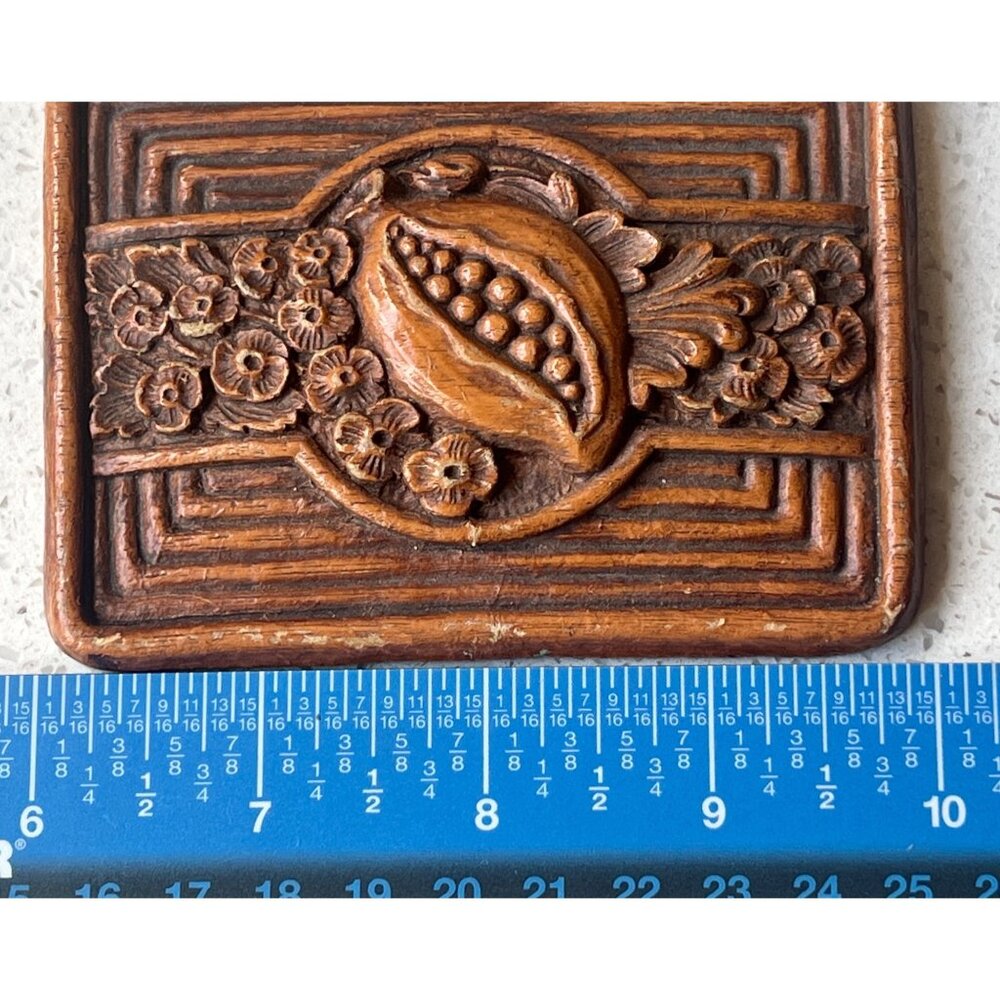 Pomegranate Resin Tile With Intricate Floral Relief  2 7/8" x 4" x .75" - Picture 4 of 4